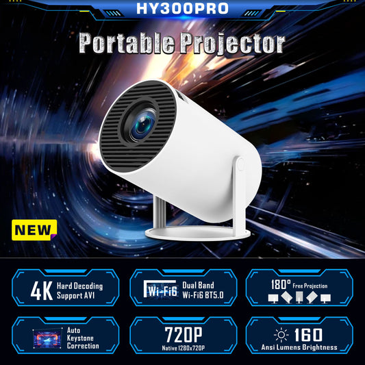 Mini Projector, Projector with WiFi and Bluetooth Portable Full HD Support, Auto Keystone Correction Wall Movie Rotatable Projector for Bedroom Outdoor Phone/HDMI/USB/Laptop