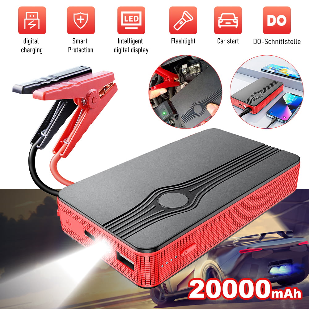 MDHAND 20000mAh Car Battery Jump Starter, Battery Power Bank, Vehicle Emergency Starting Booster for Car Boat Truck, Red